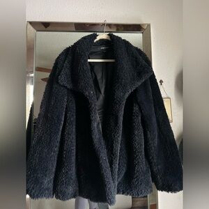 DKNY Deep Navy Faux Fur Winter Coat - Size XXL (plus size)